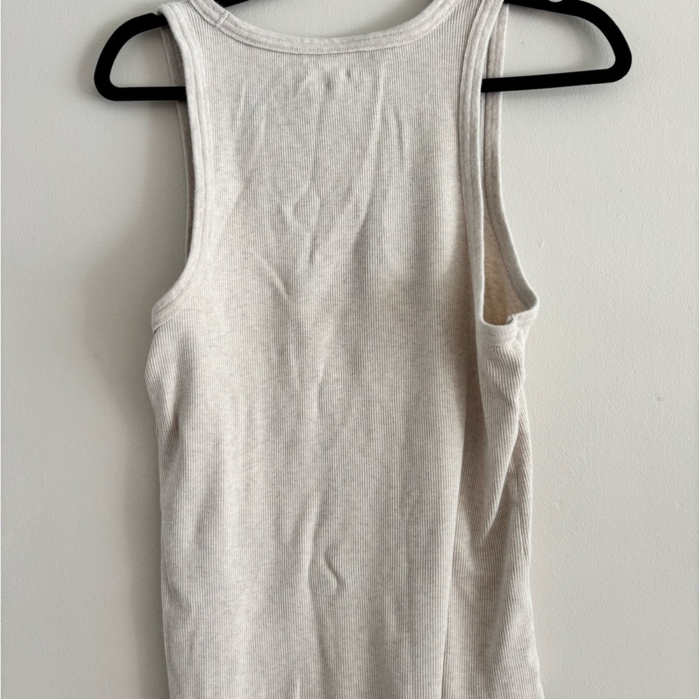 Aerie tuck it in tank top, scoop neck, cream, cotton, size large - Picture 2 of 4